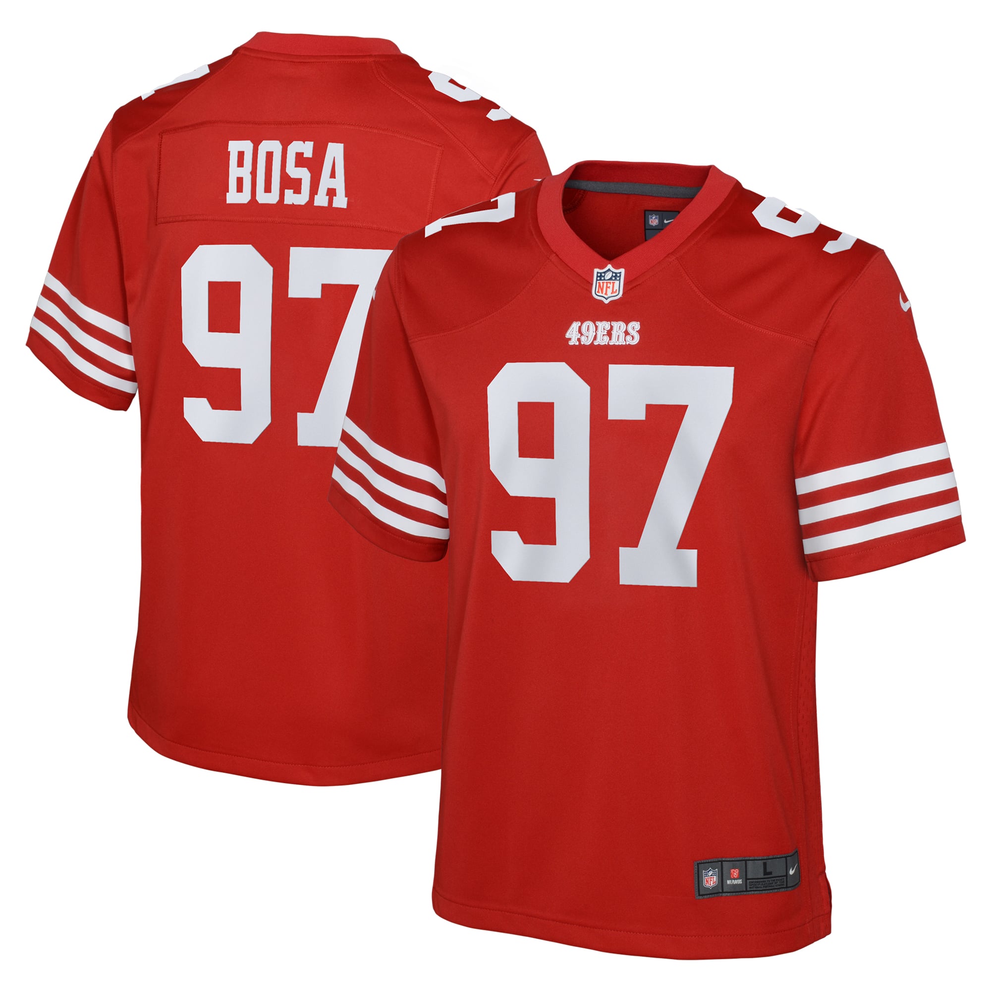 Camiseta Nike Game de la 1ª equipación del San Francisco 49ers - Escarlata - Nick Bosa - Jóvenes
