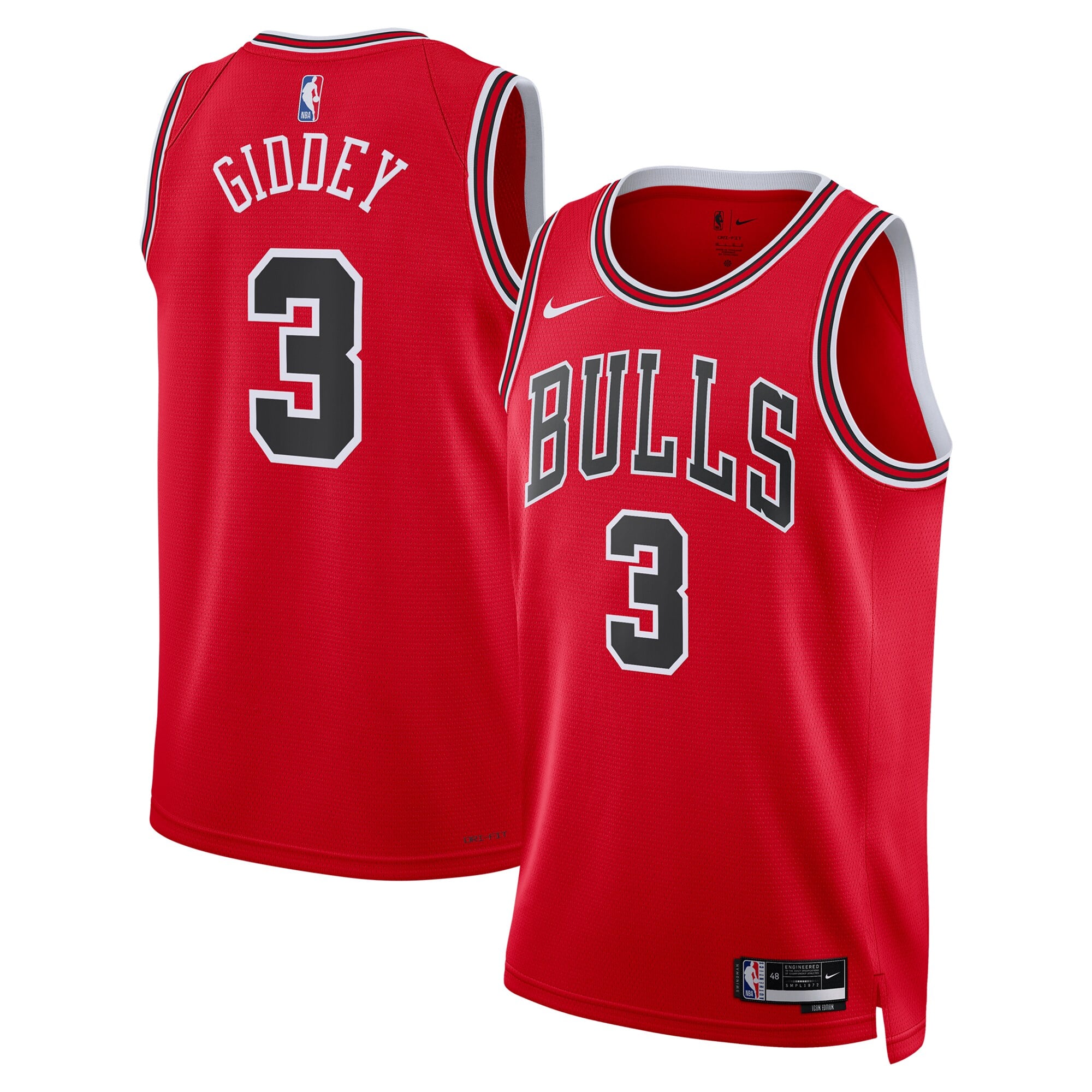 T-shirt Nike Icon Swingman des Chicago Bulls - Giddey 3 - Unisexe