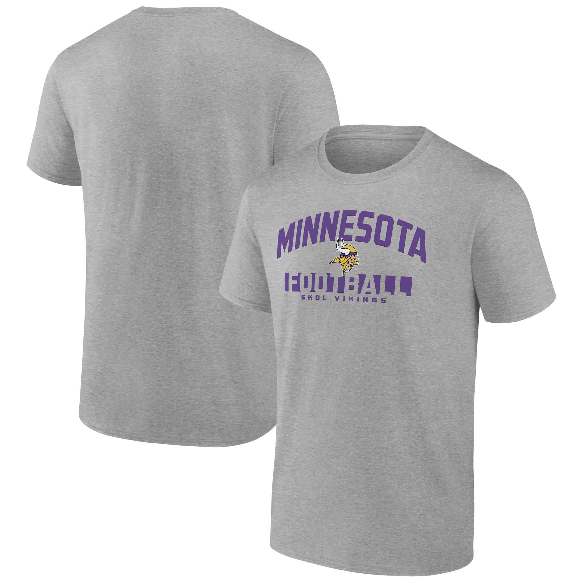 Men's Fanatics Heather Gray Minnesota Vikings Screen Blocking T-Shirt