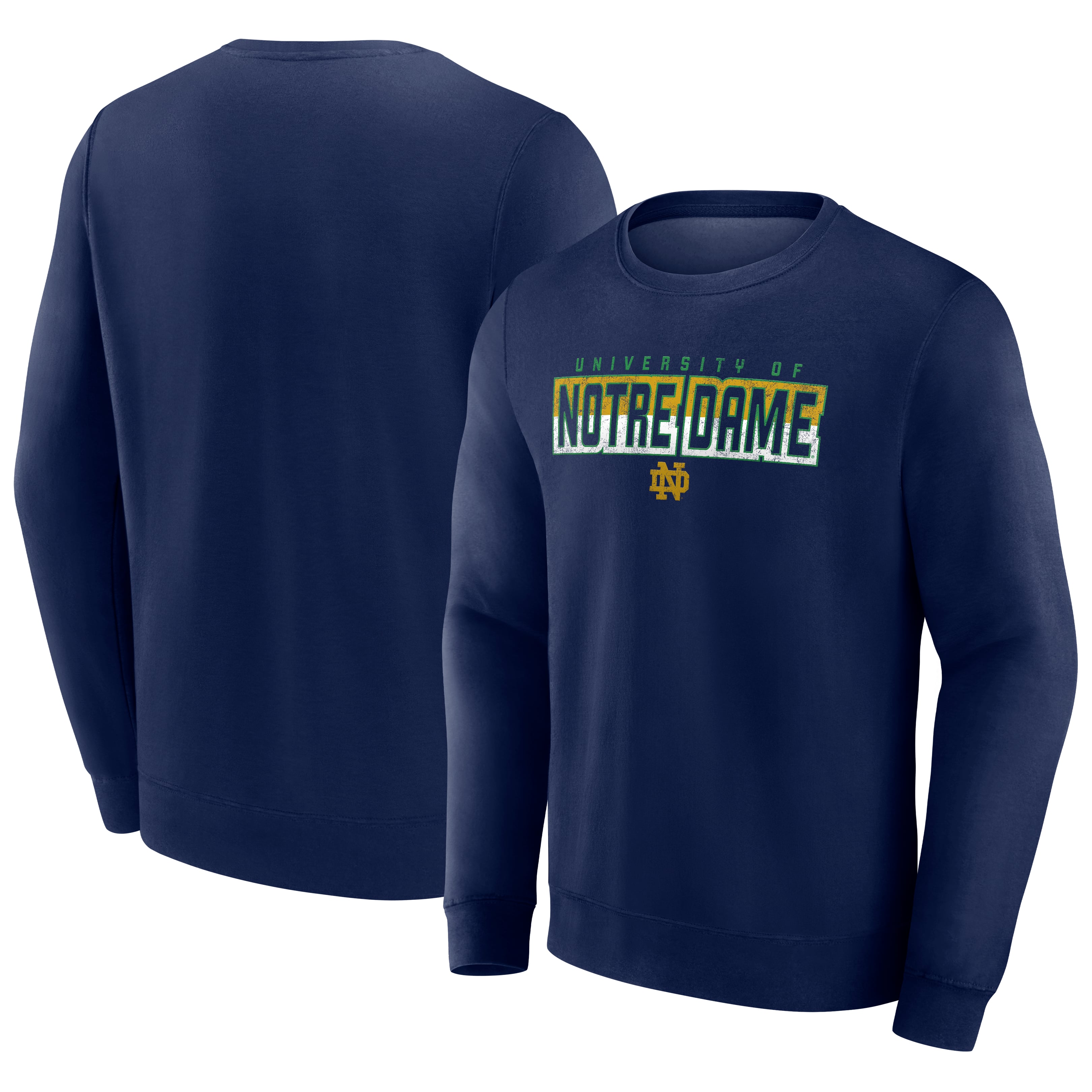 Men's Navy Notre Dame Fighting Irish Split Knockout Fleece Pullover Hoodie