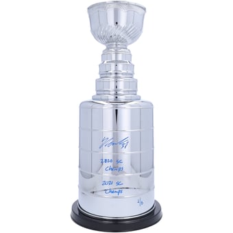 Yanni Gourde Tampa Bay Lightning Autographed 2' Replica Stanley Cup with Multiple Inscriptions - Signed in Blue