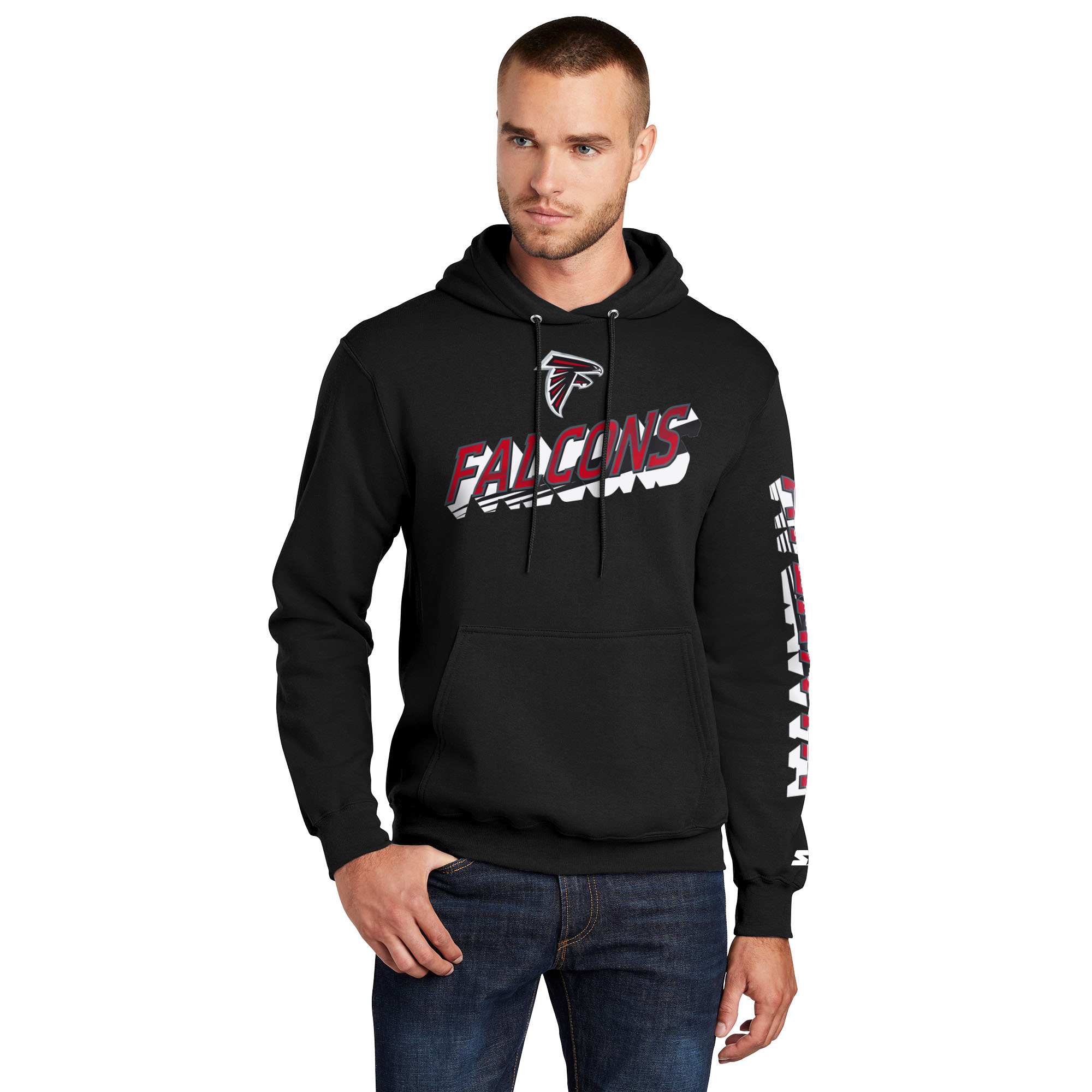 Men’s Starter Black Atlanta Falcons Wordmark Logo Pullover Hoodie Men’s Starter Black Atlanta Falcons Wordmark Logo Pullover Hoodie