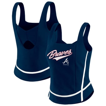 Women's WEAR by Erin Andrews Navy Atlanta Braves Square Neck Tank Top