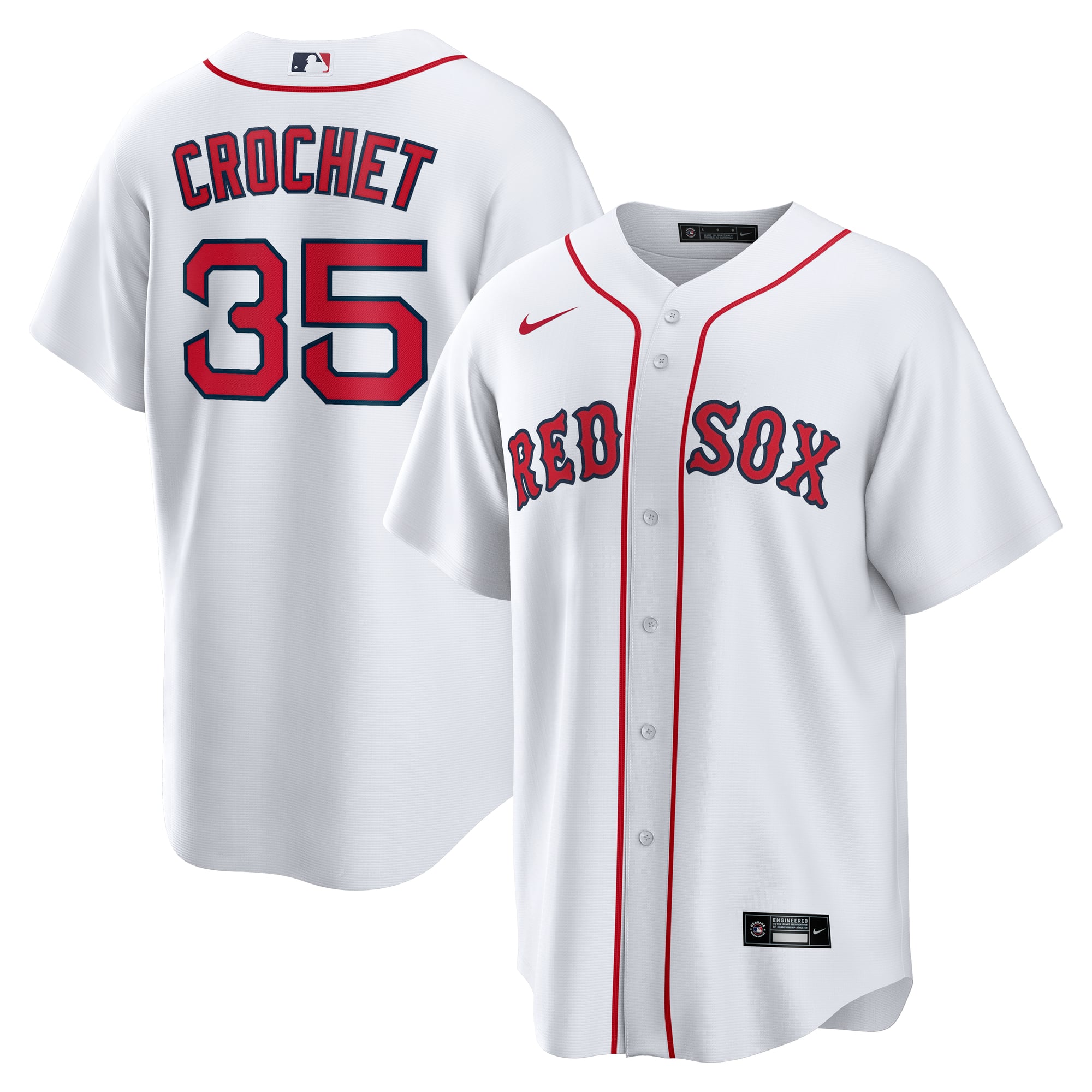 Men's Nike Garrett Crochet White Boston Red Sox Home Replica Jersey