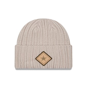 Men's New Era Light Beige Dallas Cowboys Logo Applique Cuffed Knit Hat