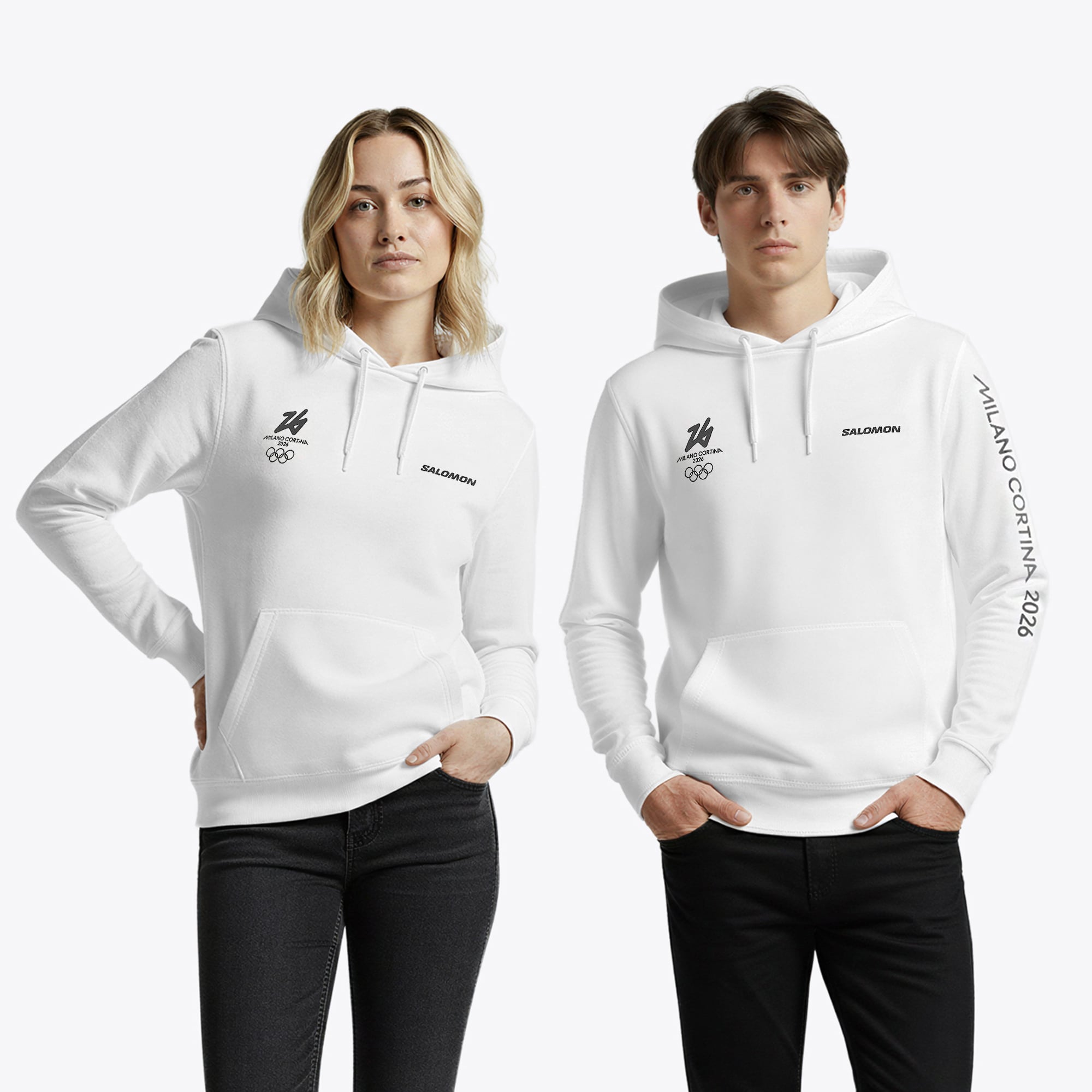 Milano Cortina 2026 Olympics Salomon Logo Hoodie - Unisex - Bianco