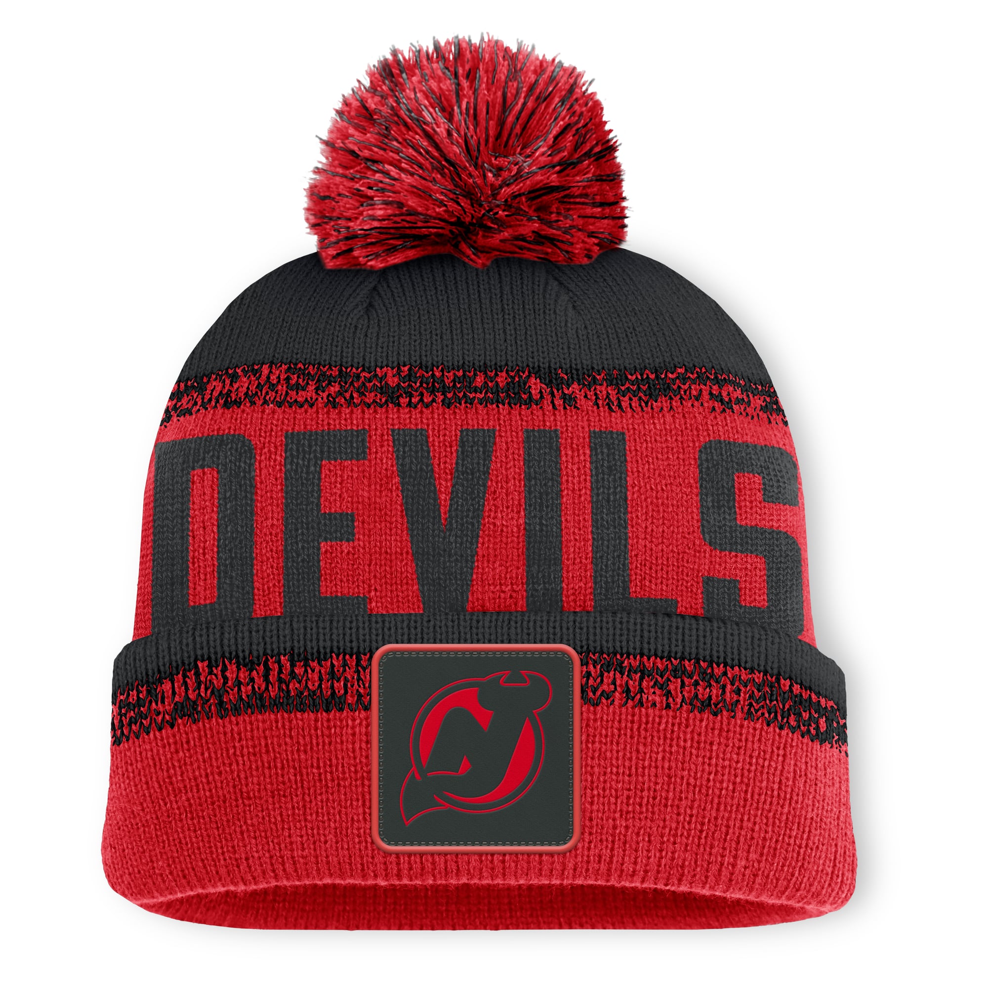 New Jersey Devils Thrive Cuffed Pom Beanie Hat – Mens New Jersey Devils Thrive Cuffed Pom Beanie Hat – Mens