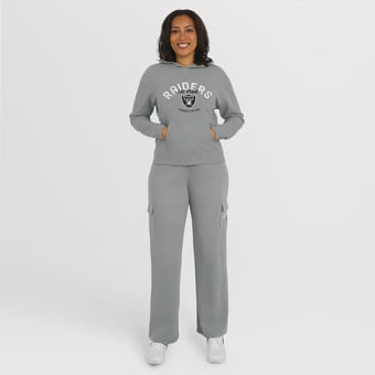 Women's WEAR by Erin Andrews Gray Las Vegas Raiders Waffle-Knit Long Sleeve Hooded Shirt & Pants Lounge Set