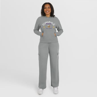 Women's WEAR by Erin Andrews Gray Minnesota Vikings Waffle-Knit Long Sleeve Hooded Shirt & Pants Lounge Set