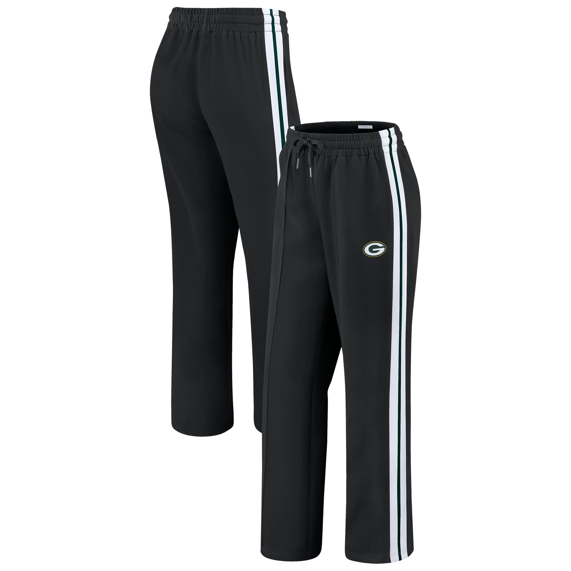 Women's WEAR by Erin Andrews Black Green Bay Packers Color-Block Straight Leg Pants