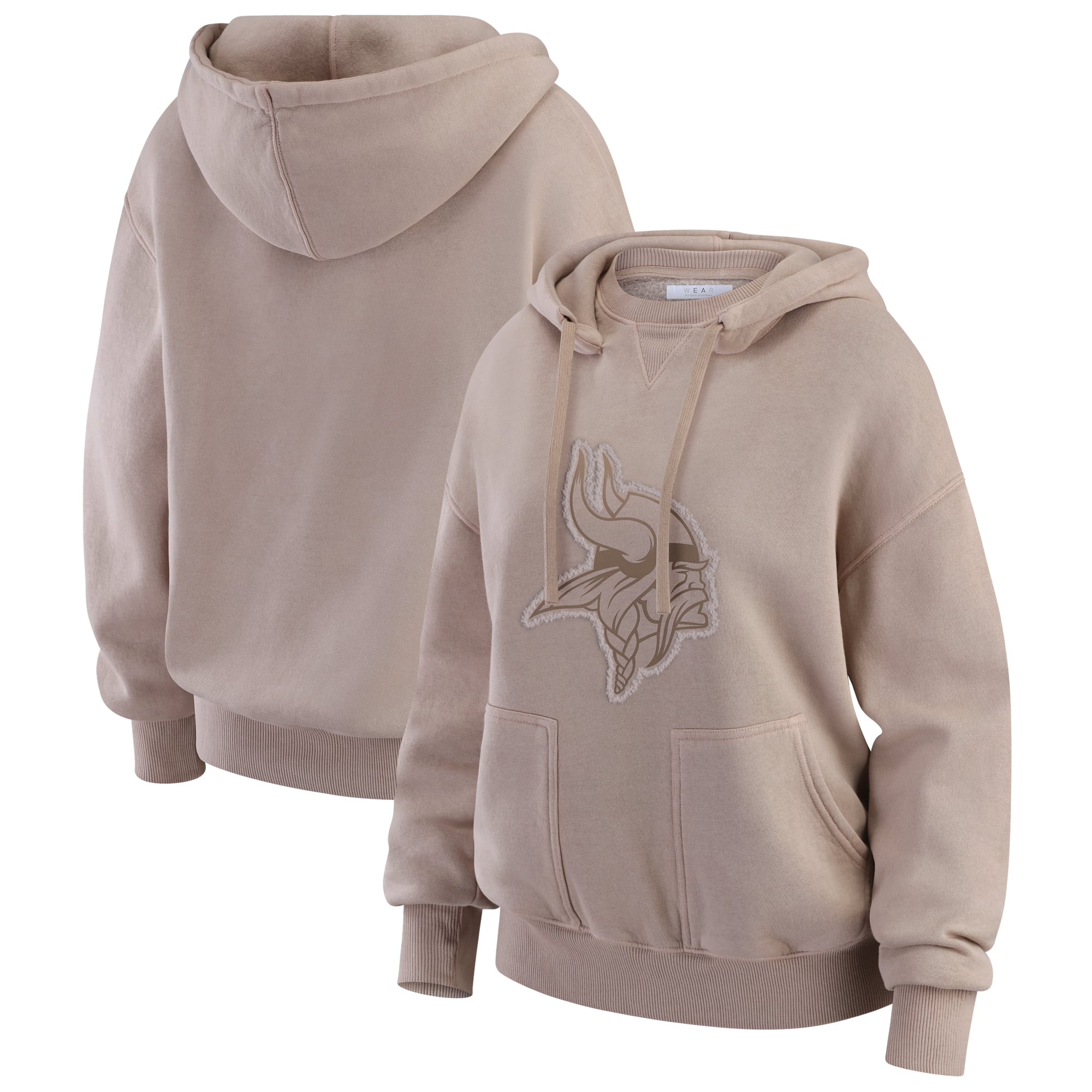 Women's WEAR by Erin Andrews Tan Minnesota Vikings Washed Pullover Crewdie