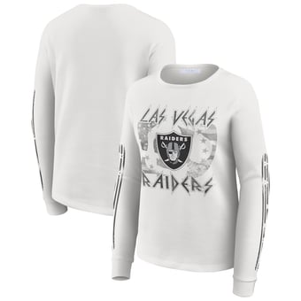 Women's WEAR by Erin Andrews  White Las Vegas Raiders Graphic Waffle Long-Sleeve T-Shirt