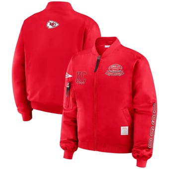 Women's WEAR by Erin Andrews Red Kansas City Chiefs Patch Full-Zip Bomber Jacket