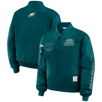 Women's WEAR by Erin Andrews Midnight Green Philadelphia Eagles Patch Full-Zip Bomber Jacket