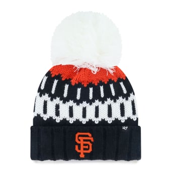 Women's '47  Black San Francisco Giants Felicity Cuffed Knit Hat with Pom
