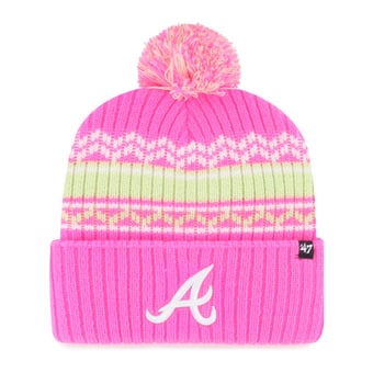 Youth '47 Pink Atlanta Braves Polar Vortex Cuffed Knit Hat with Pom
