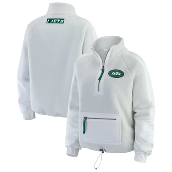 Women's WEAR by Erin Andrews White New York Jets Polar Fleece Half-Zip Jacket