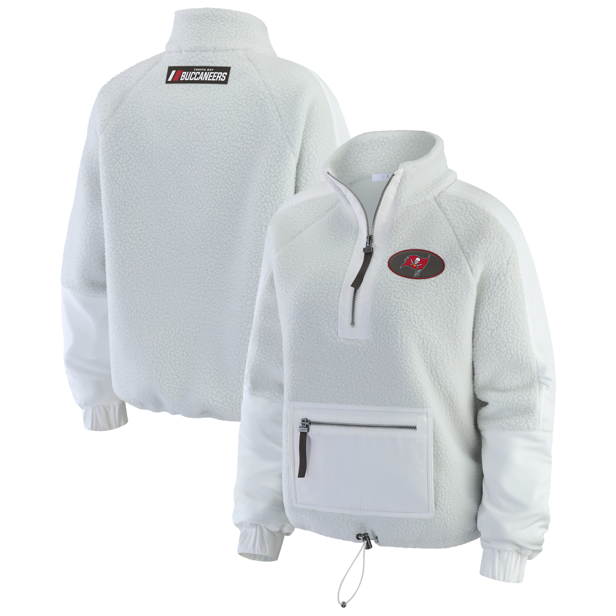 Women's WEAR by Erin Andrews White Tampa Bay Buccaneers Polar Fleece Half-Zip Jacket