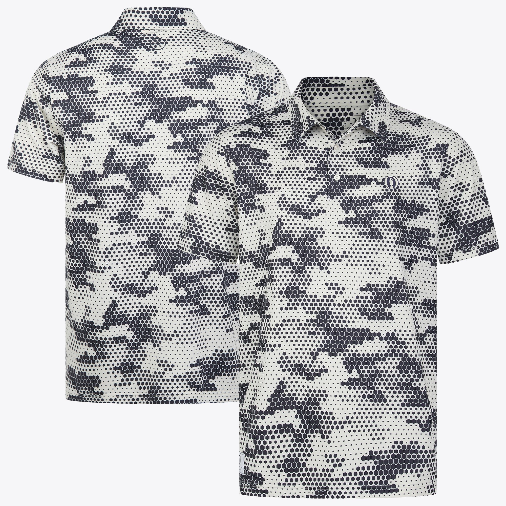 Polo The Open Reflo Where Giants Play Camo - Bianco / Blu Navy