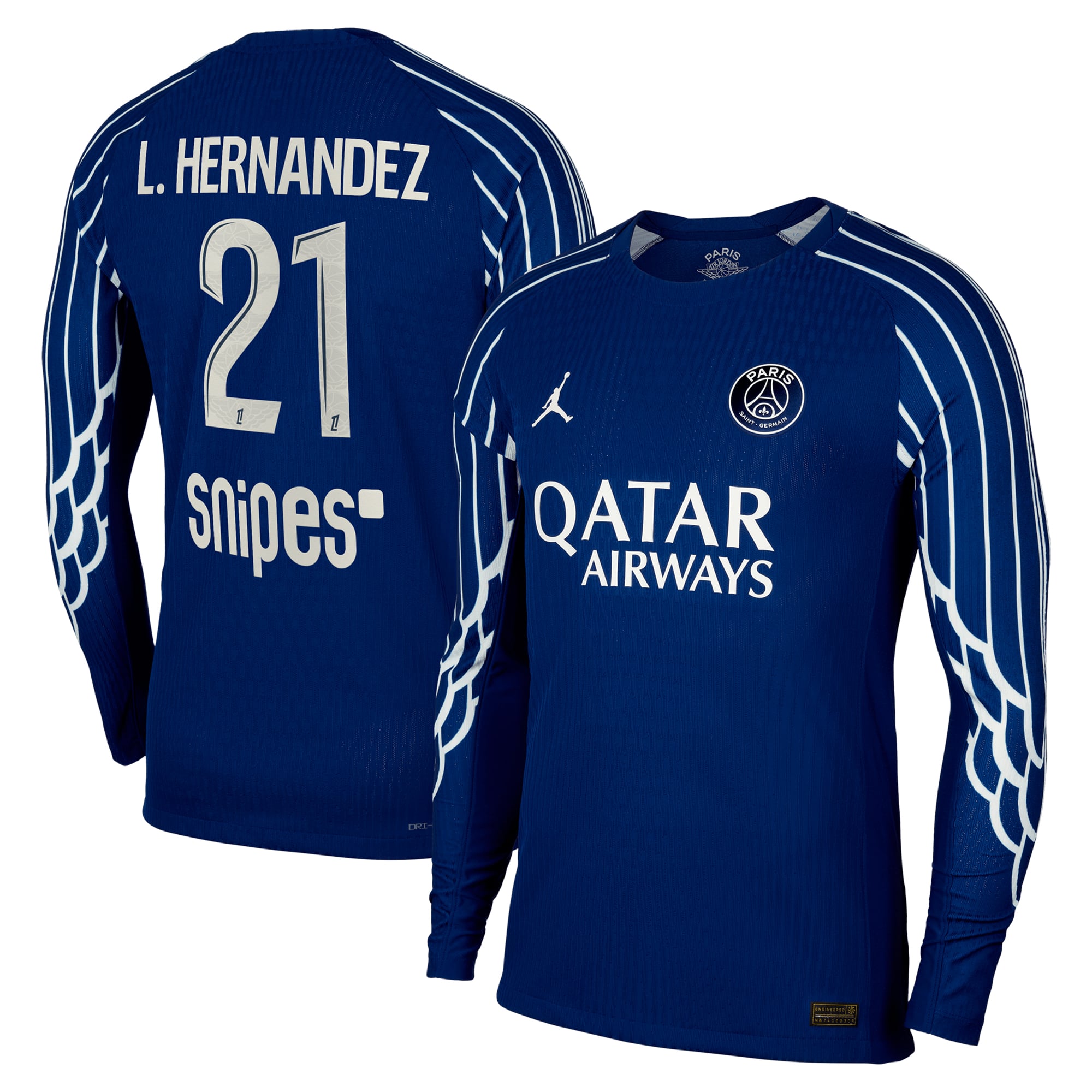 Maillot Fourth Match PSG Jordan Dri-FIT ADV 24/25 - Manches longues - Enfant avec flocage L.Hernandez 21