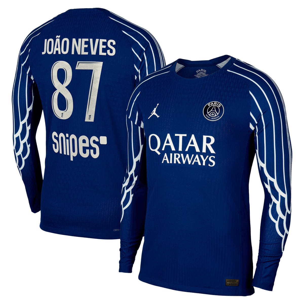 Maillot Fourth Match PSG Jordan Dri-FIT ADV 24/25 - Manches longues - Enfant avec flocage João Neves 87