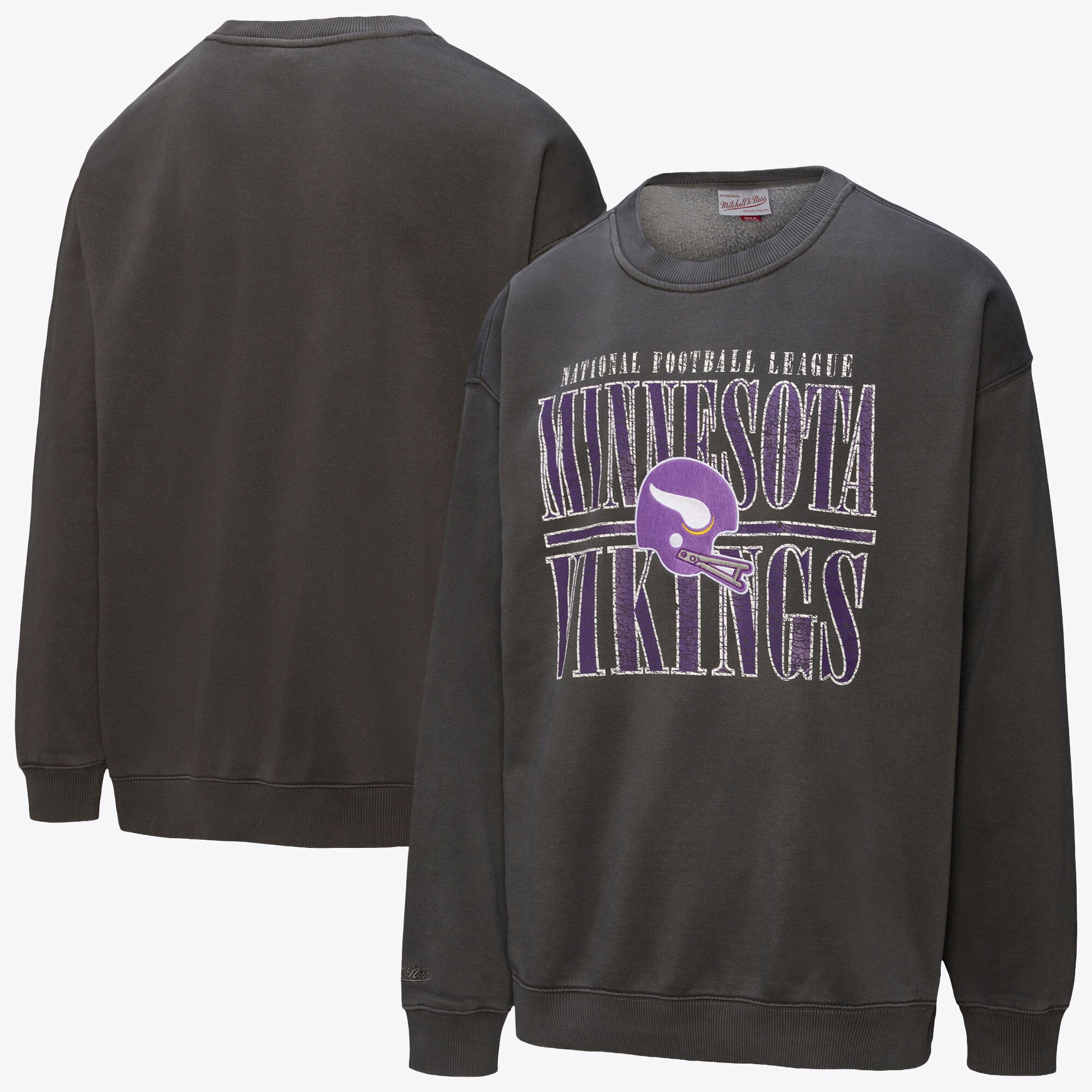 Minnesota Vikings Mitchell & Ness Downtown Fleece Crew - Black - Mens