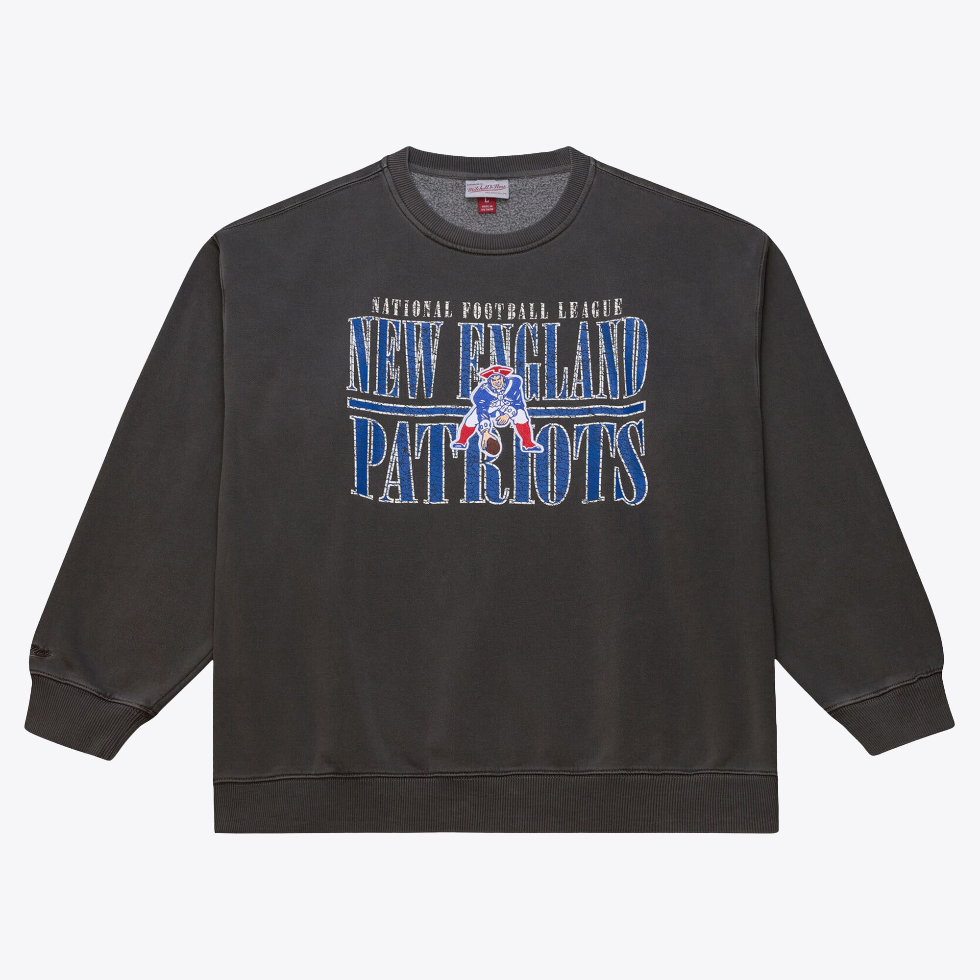 New England Patriots Mitchell & Ness Downtown Fleece Crew - Black - Mens