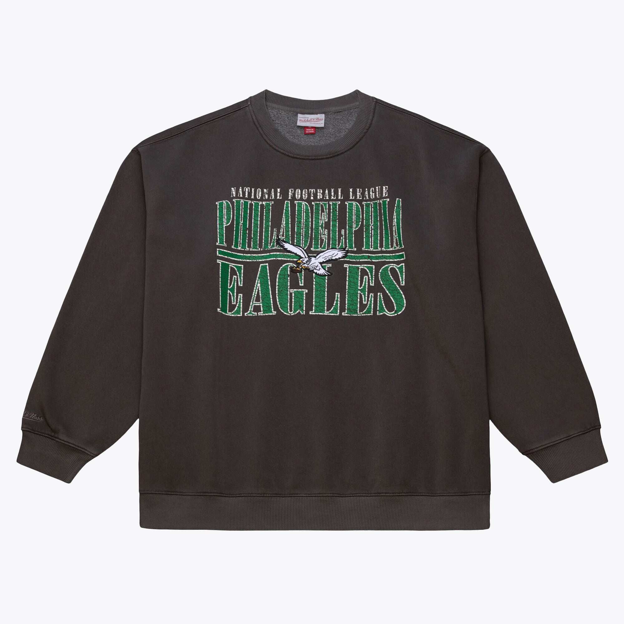 Philadelphia Eagles Mitchell & Ness Downtown Fleece Crew - Black - Mens