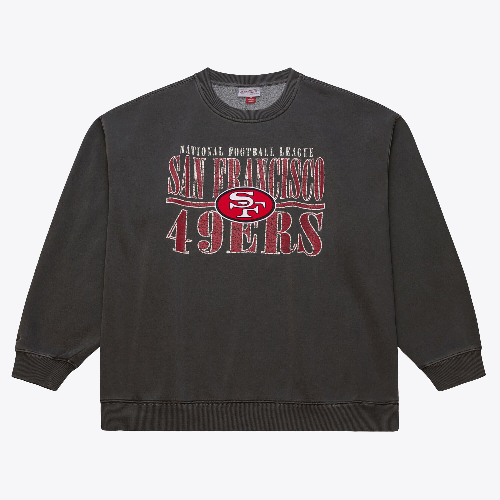 San Francisco 49ers Mitchell & Ness Downtown Fleece Crew - Black - Mens