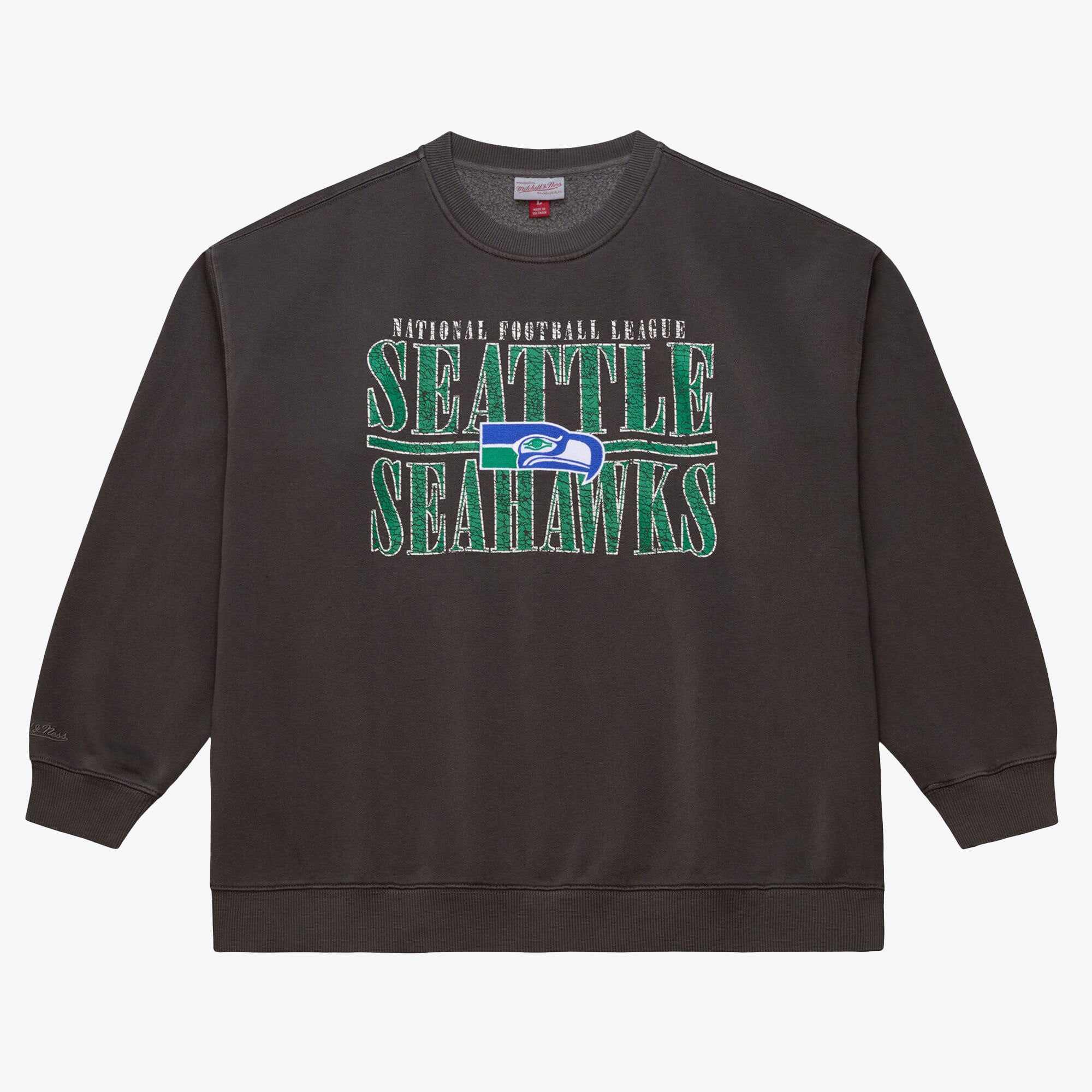 Seattle Seahawks Mitchell & Ness Downtown Fleece Crew - Black - Mens