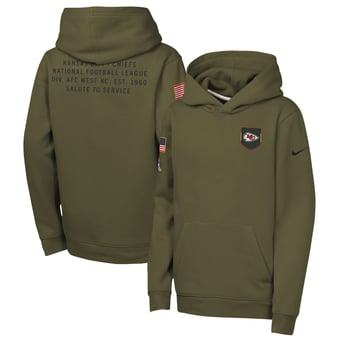 Youth Nike Olive Kansas City Chiefs 2025 Salute to Service Club Fleece Hoodie
