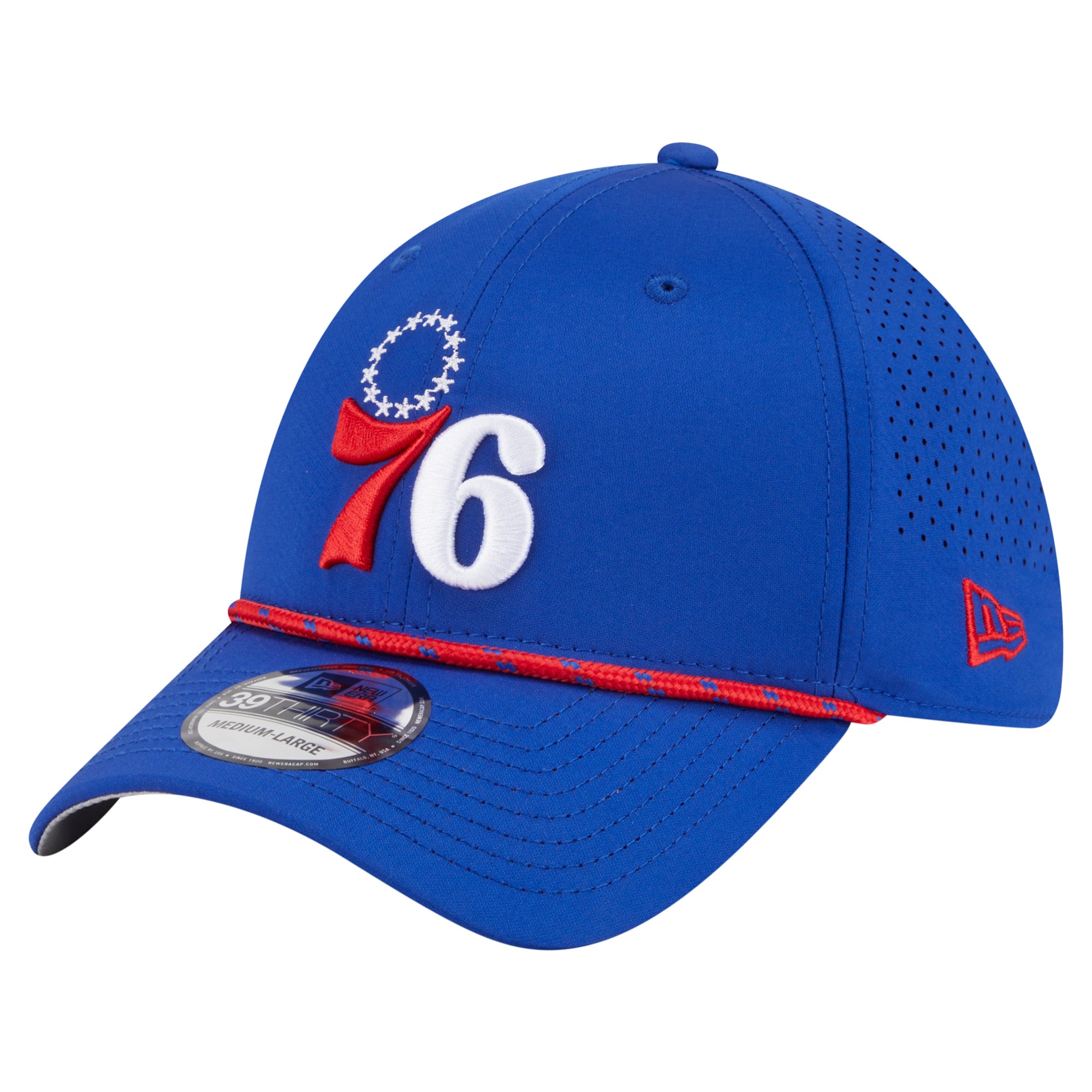 Men's New Era Royal Philadelphia 76ers Featherweight Poly Rope Flex 39Thirty Hat