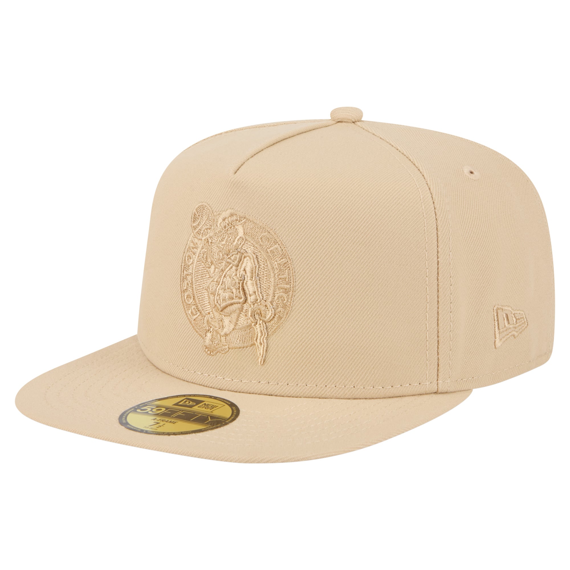 Men's New Era Khaki Boston Celtics Color Pack A-Frame 59FIFTY Fitted Hat
