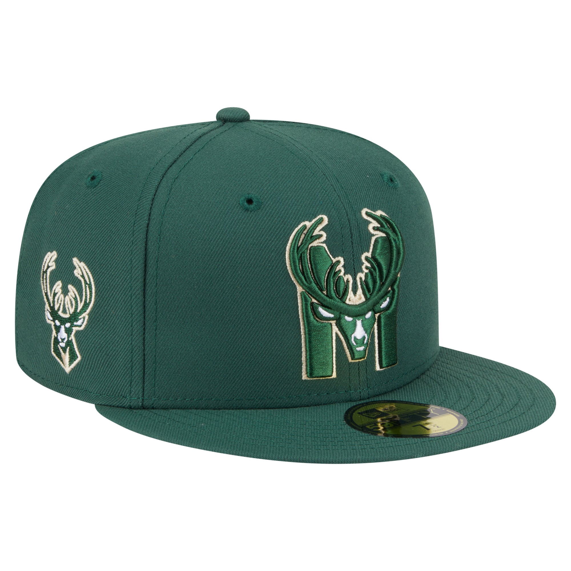 Men's New Era Hunter Green Milwaukee Bucks Deceptor 59FIFTY Fitted Hat