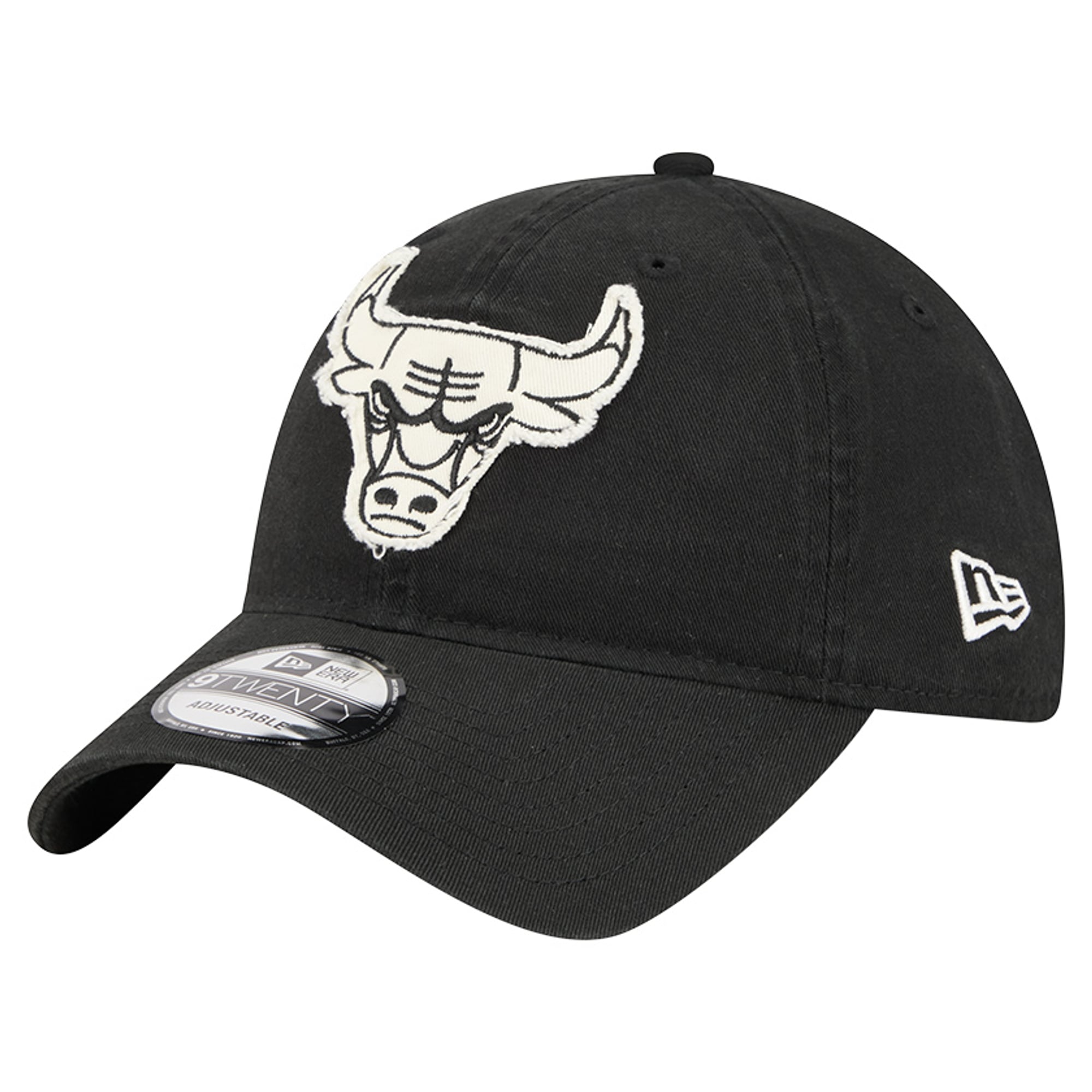 Men's New Era  Black Chicago Bulls Stamp Fabric Applique 9TWENTY Adjustable Hat