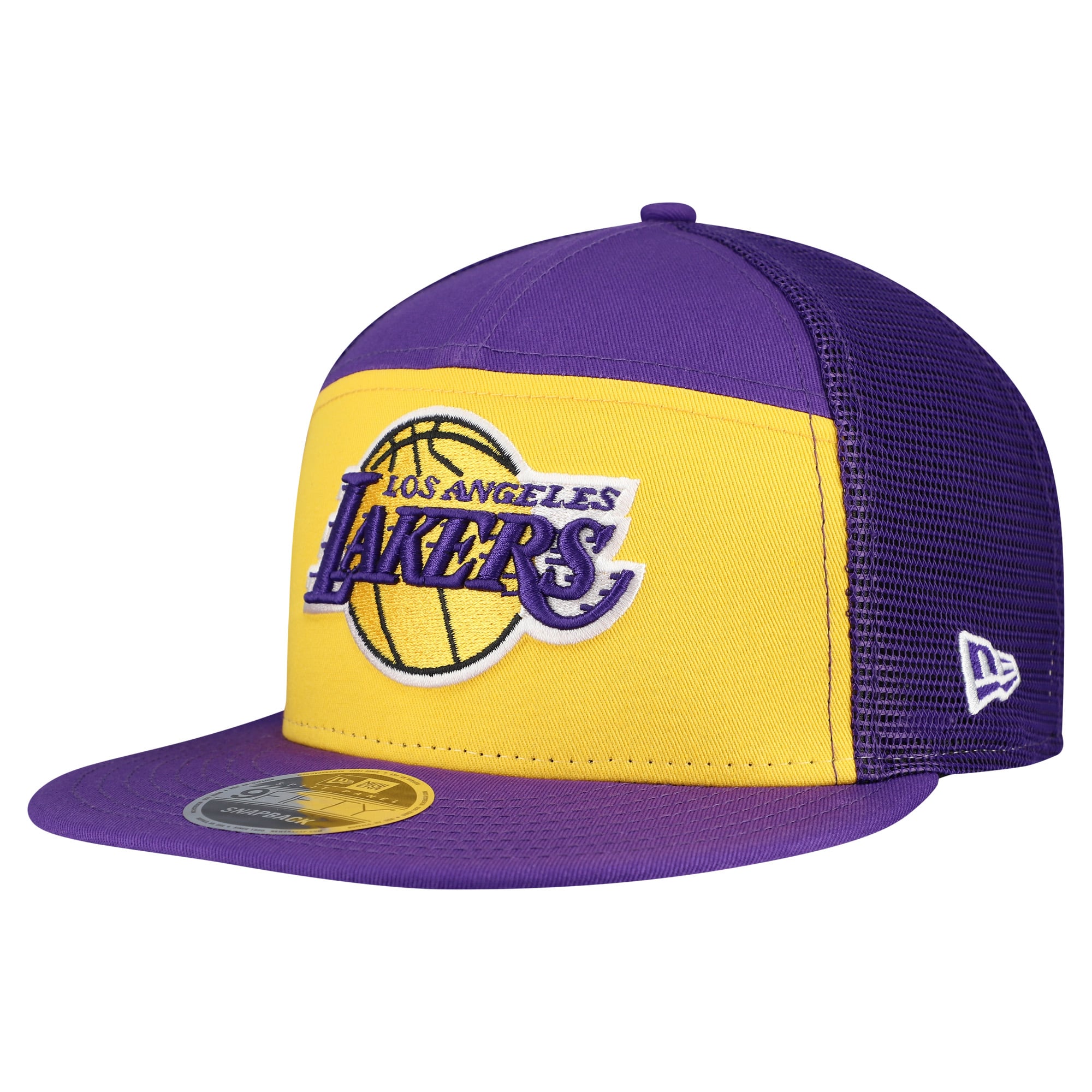 Men's New Era Gold/Purple Los Angeles Lakers Outdoor Split Panel 9FIFTY Snapback Hat