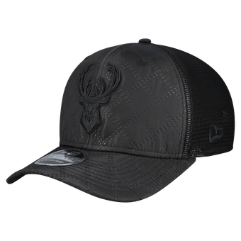 Men's New Era  Black Milwaukee Bucks Quilted 9SEVENTY Trucker Adjustable Hat