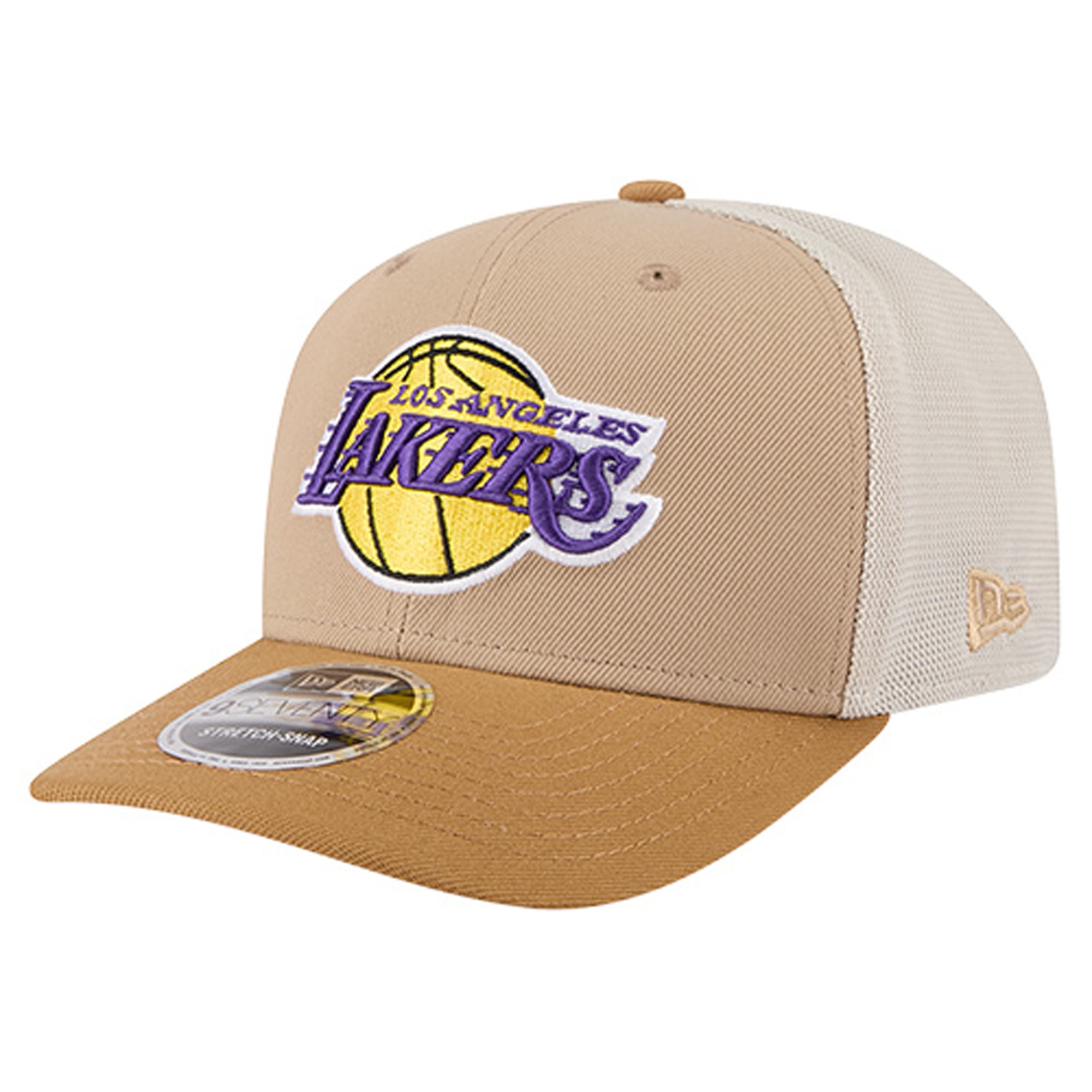 Men's New Era Tan/Light Brown Los Angeles Lakers Two-Tone 9SEVENTY Adjustable Trucker Hat