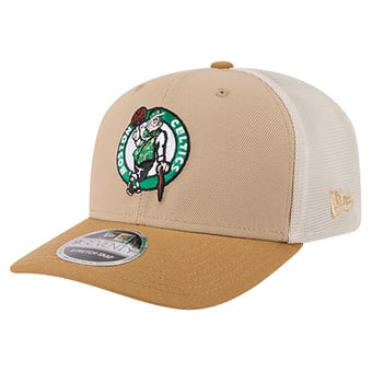 Men's New Era Tan/Light Brown Boston Celtics Two-Tone 9SEVENTY Adjustable Trucker Hat