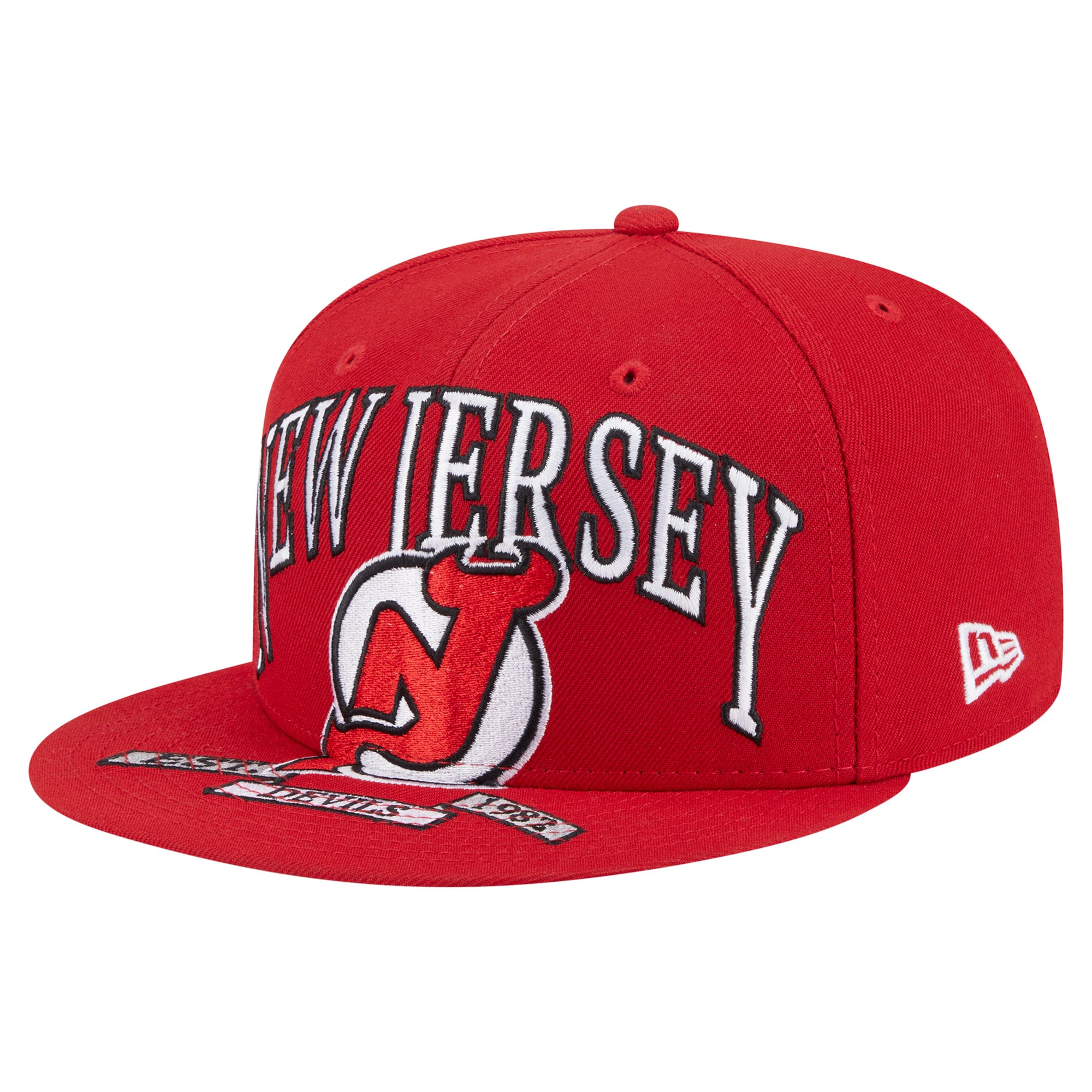 Men's New Era Red New Jersey Devils Oversized Vintage Arch 59Fifty Fitted Hat