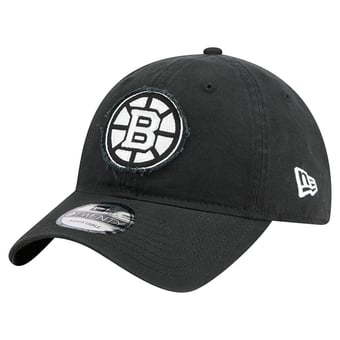 Men's New Era  Black Boston Bruins Stamp Fabric Applique 9TWENTY Adjustable Hat