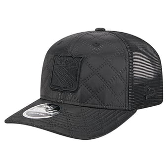 Men's New Era  Black New York Rangers Quilted Nylon 9SEVENTY Adjustable Trucker Hat