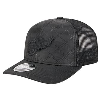 Men's New Era  Black Detroit Red Wings Quilted Nylon 9SEVENTY Adjustable Trucker Hat