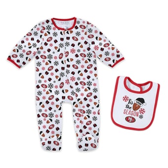 Infant & Newborn WEAR by Erin Andrews San Francisco 49ers Holiday Full-Zip Sleeper & Bib Set