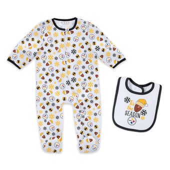 Infant & Newborn WEAR by Erin Andrews Pittsburgh Steelers Holiday Full-Zip Sleeper & Bib Set