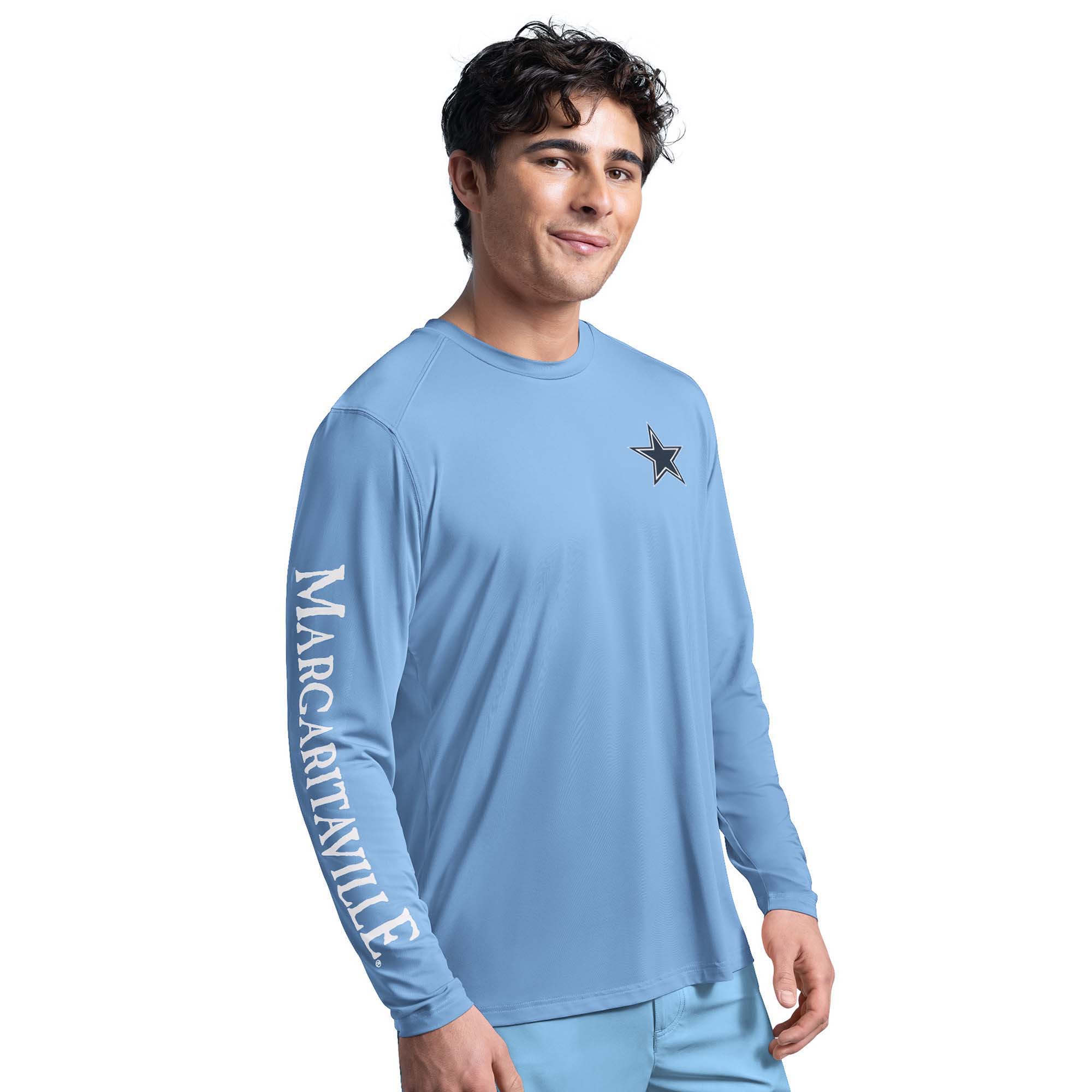 Men's G-III Sports by Carl Banks Light Blue Dallas Cowboys Margaritaville Rock Harbor Long Sleeve Rashguard Top