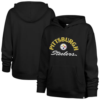 Women's '47 Black Pittsburgh Steelers Plus Size Whirlwind Naomi Hoodie