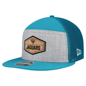 Men's New Era  Gray/Teal Jacksonville Jaguars Cork Split Panel 9FIFTY Trucker Snapback Hat