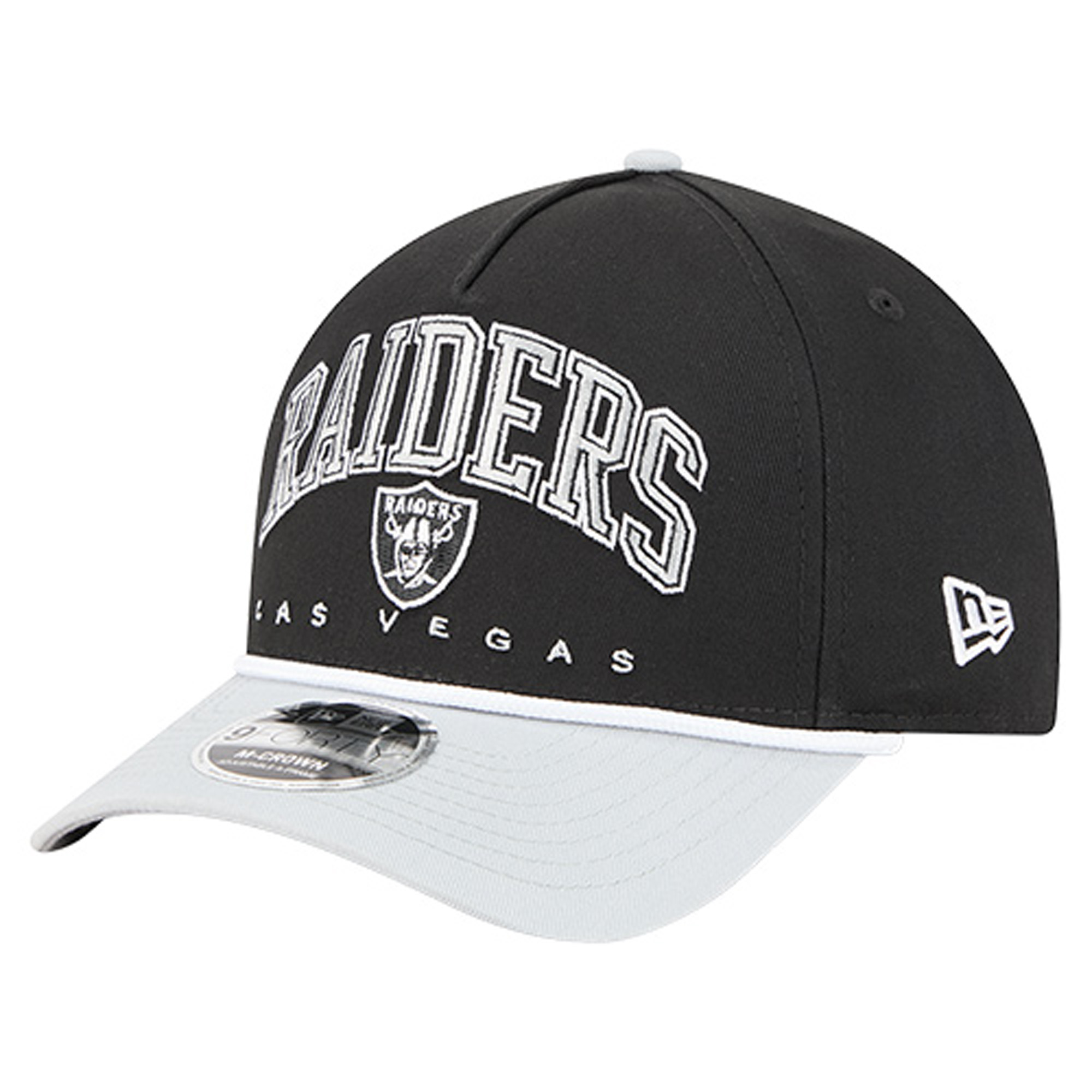 Men's New Era Black Las Vegas Raiders Arch COOLERA 9FORTY A-Frame M-Crown Adjustable Hat