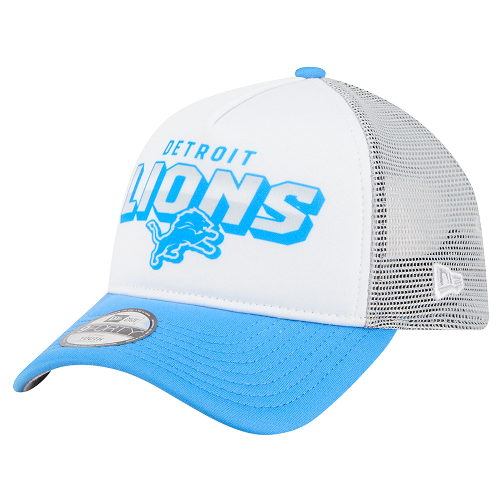 Youth New Era White/Blue Detroit Lions Streak 9FORTY A-Frame Adjustable Hat